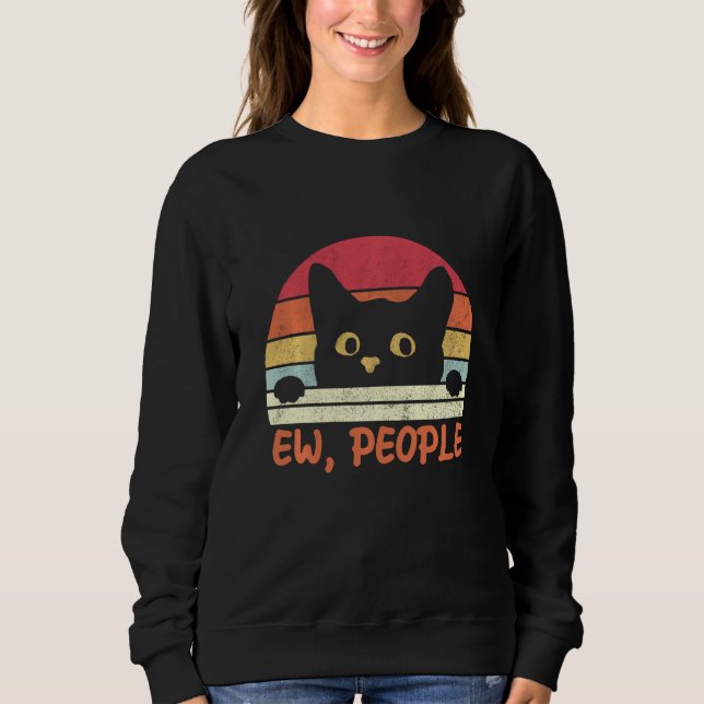 Ew People Black Cat Halloween Kitten T Shirt (Framsida)