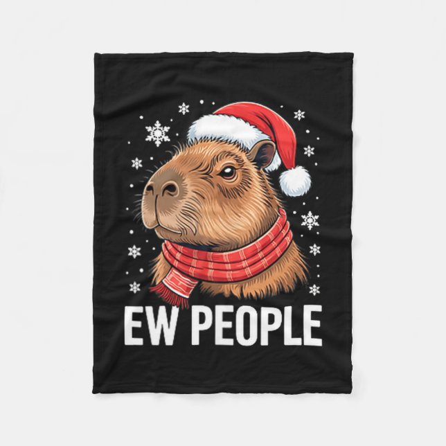 Ew People Capybara Christmas Funny Introvert Holid Fleecefilt (Framsidan)