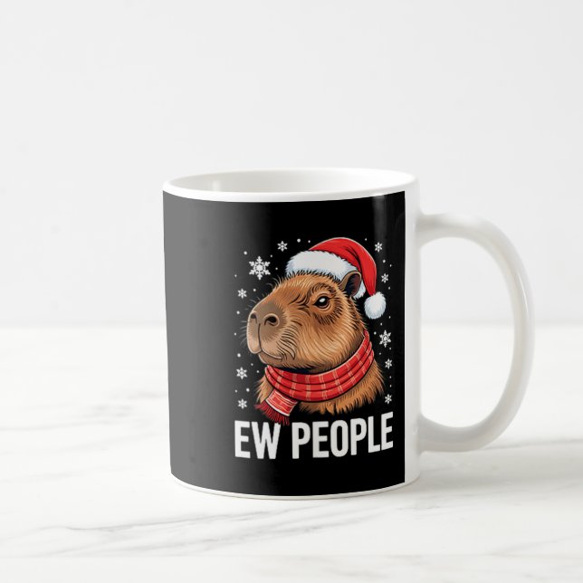 Ew People Capybara Christmas Funny Introvert Holid Kaffemugg (Höger)