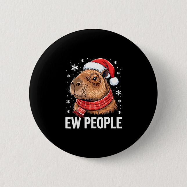 Ew People Capybara Christmas Funny Introvert Holid Knapp (Framsida)