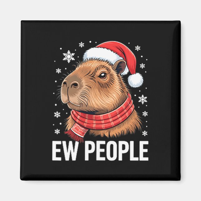 Ew People Capybara Christmas Funny Introvert Holid Magnet (Framsidan)
