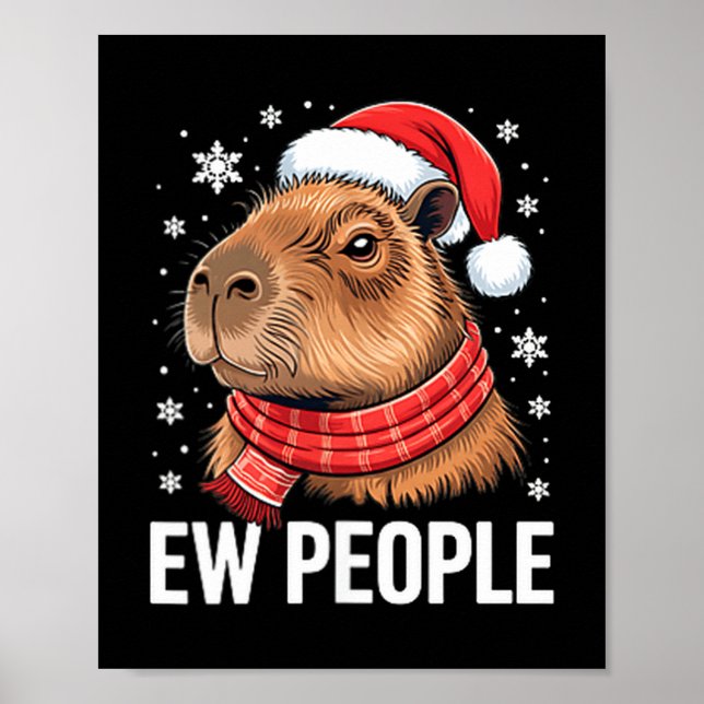 Ew People Capybara Christmas Funny Introvert Holid Poster (Framsidan)