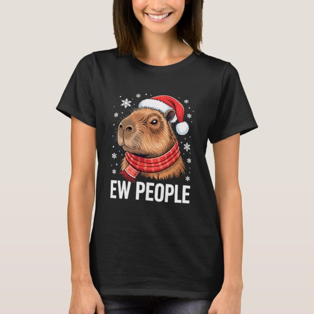 Ew People Capybara Christmas Funny Introvert Holid T Shirt (Framsida)