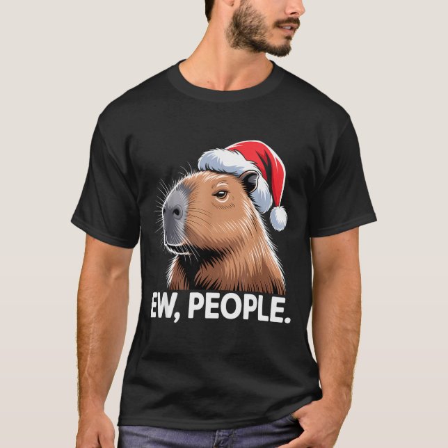 Ew People Capybara Christmas Humor  T Shirt (Framsida)
