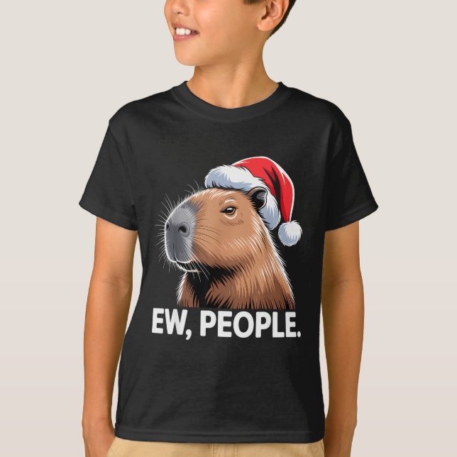 Ew People Capybara Christmas Humor  T Shirt (Framsida)
