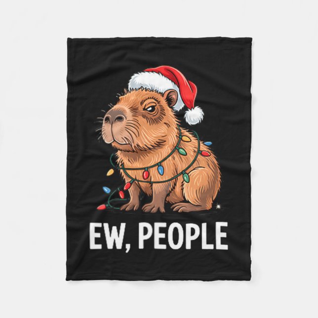 Ew People Capybara Christmas Lights Funny Introver Fleecefilt (Framsidan)