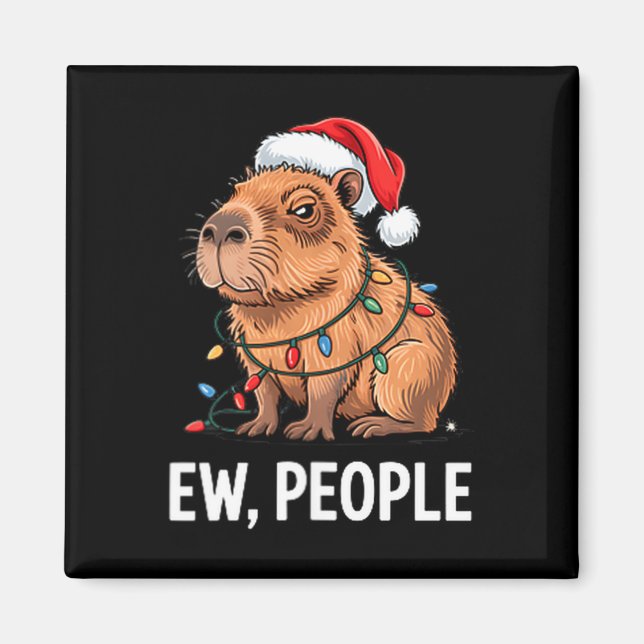 Ew People Capybara Christmas Lights Funny Introver Magnet (Framsidan)