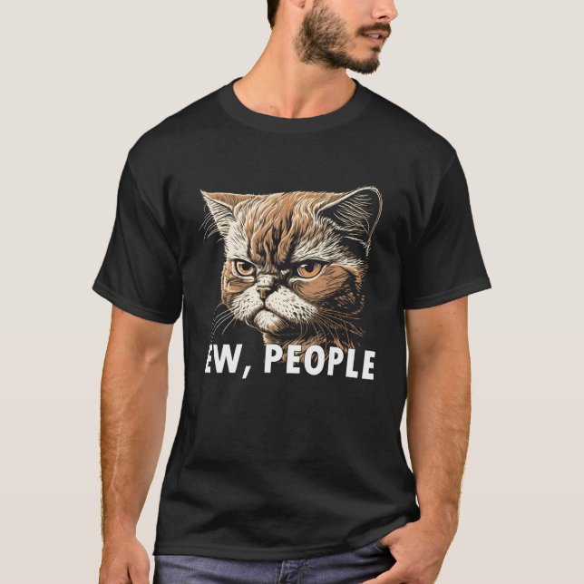 Ew People  Cat Introvert Cat  Graphic T Shirt (Framsida)