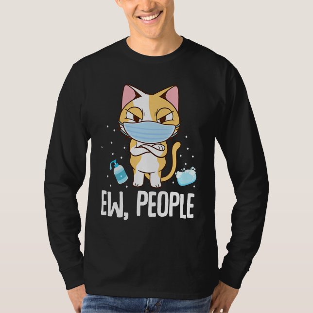 Ew People   Cat Wearing Face Mask Washing Hands T Shirt (Framsida)