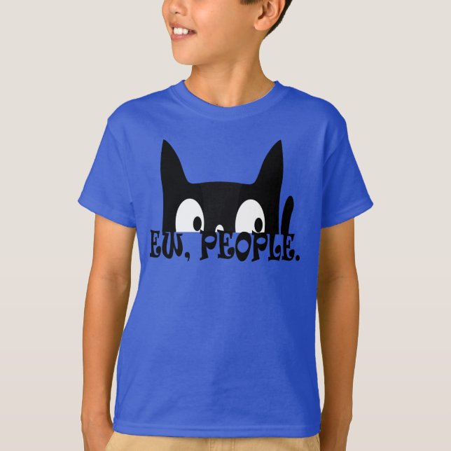 Ew People Funny Black Cat Kids T Shirt (Framsida)