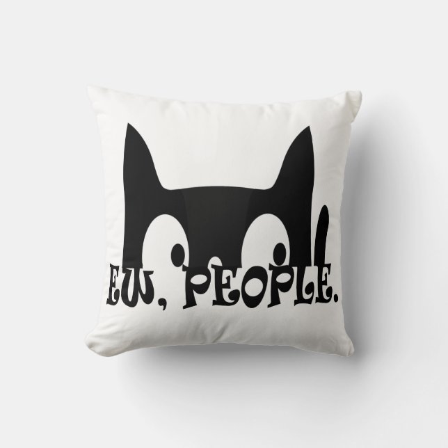 Ew People Funny Black Cat Kudde (Framsida)