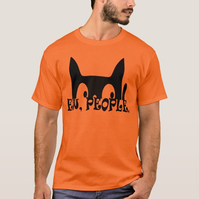 Ew People Funny Black Cat T Shirt (Framsida)
