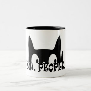 Ew People Funny Black Cat Två-Tonad Mugg