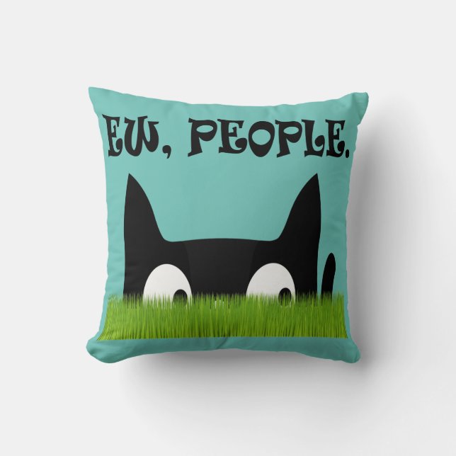 Ew People Funny Cat Grönt Grass Dekorativ kudde (Framsida)