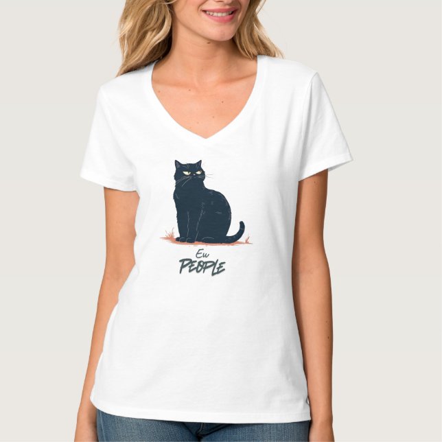 Ew People Funny Introvert Cat Vintage T Shirt (Framsida)