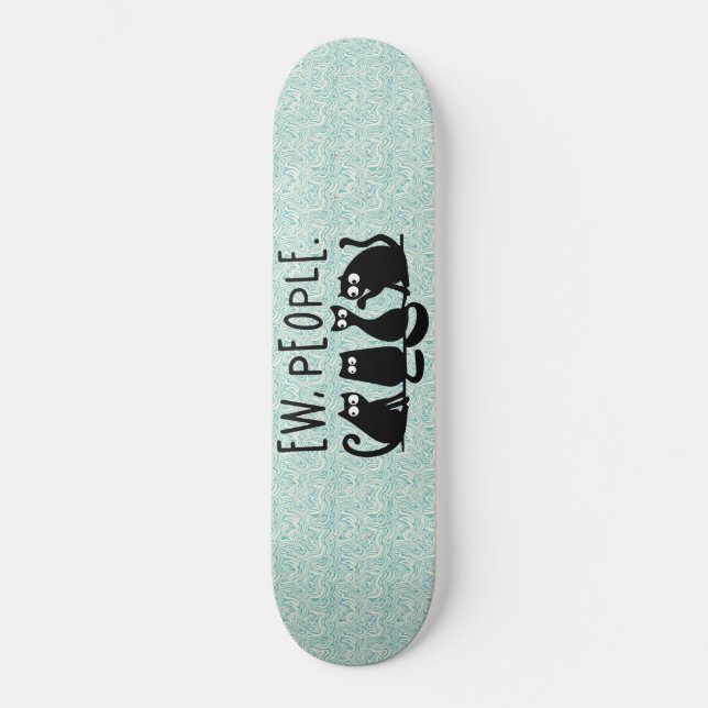 Ew People Funny Meowy Svarta katter Mini Skateboard Bräda 18,5 Cm (Framsida)