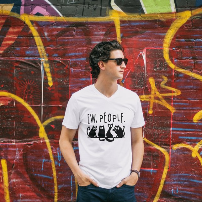 Ew People Funny Meowy Svarta katter T-Shirt (Skapare uppladdad)