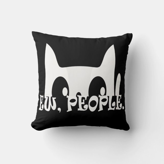 Ew People Funny White Cat Kudde (Framsida)