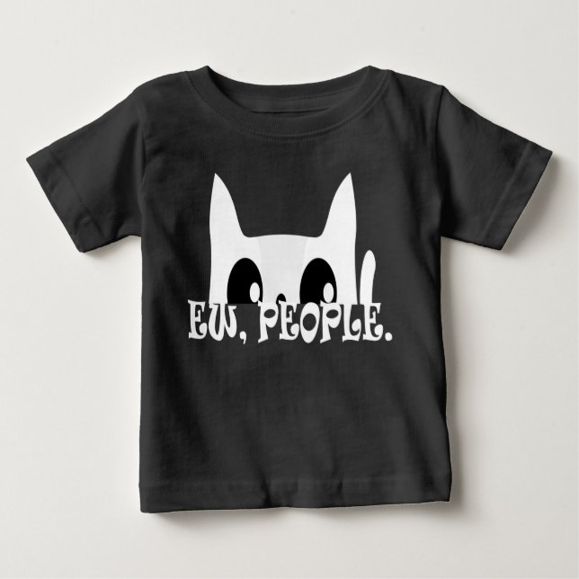 Ew People Funny White Cat T Shirt (Framsida)