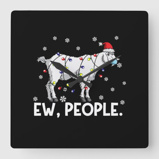 Ew People Goat Gift Santa Funny Goat Xmas Gift Fyrkantig Klocka (Framsida)