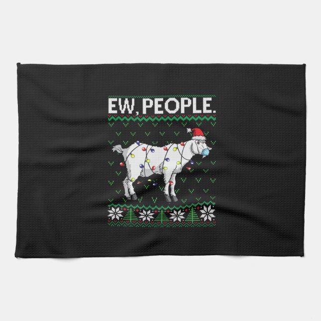 Ew People Goat Santa Ugly jul Gift Kökshandduk (Horisontell)