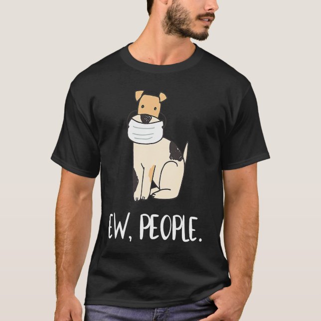 Ew People Hund Ansikte Mask Social Avstånd T Shirt (Framsida)
