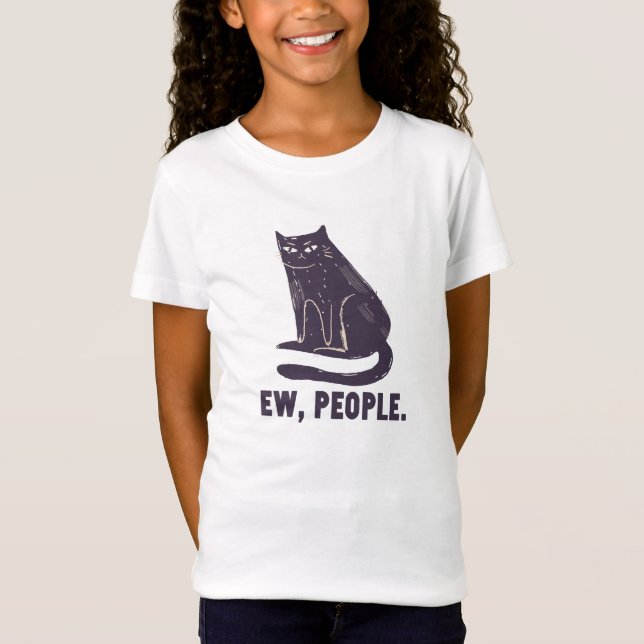 Ew, People Lusnyj Humor introduvert Meowy Black Ca T Shirt (Framsida)