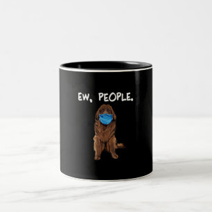 Ew People Newfie Hund Wearing Ansikte Mask Gift Två-Tonad Mugg
