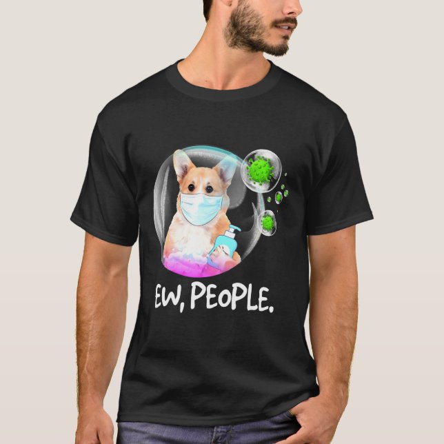 Ew People Pembroke Welsh Corgi Facemask Hund T Shirt (Framsida)