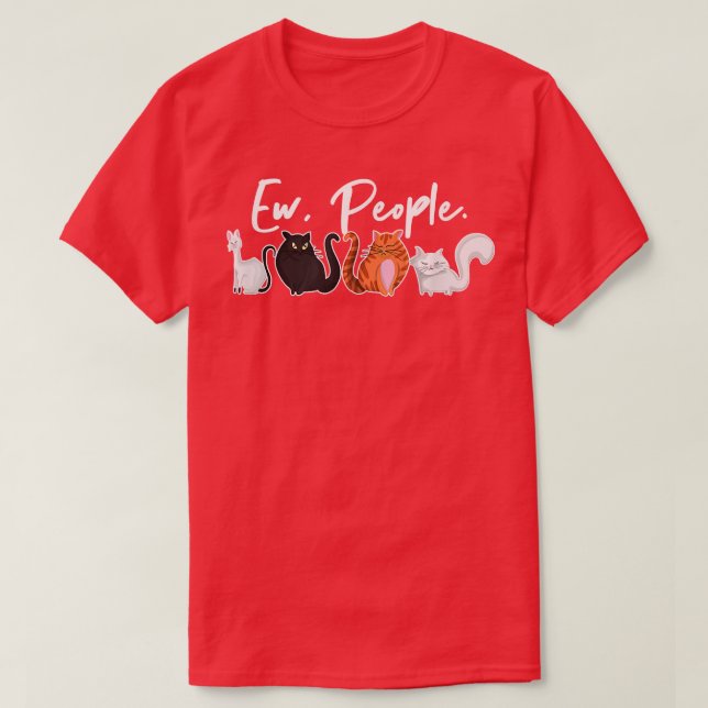 Ew People Retro Cat Funny Introvert Kattdjur Cat P T Shirt (Design framsida)