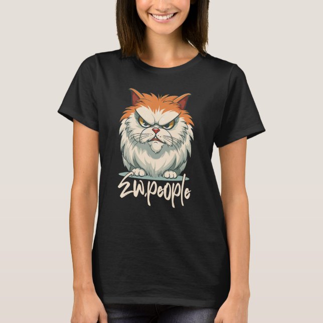 Ew People Retro Cat Vintage Cat T Shirt (Framsida)