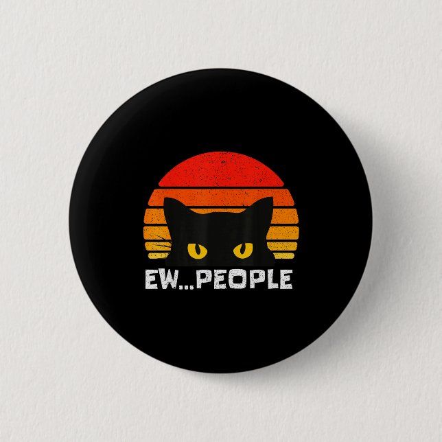 Ew People Retro Funny Black Cat Anti Social Men Wo Knapp (Framsida)