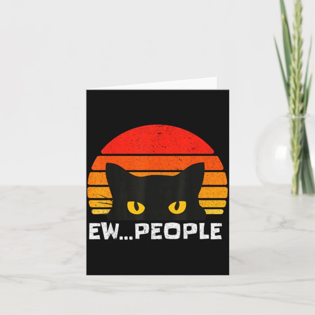 Ew People Retro Funny Black Cat Anti Social Men Wo Kort (Framsida)