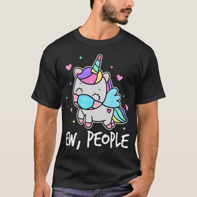 Ew People Social Avstånd Unicorn Introvert T Shirt (Framsida)