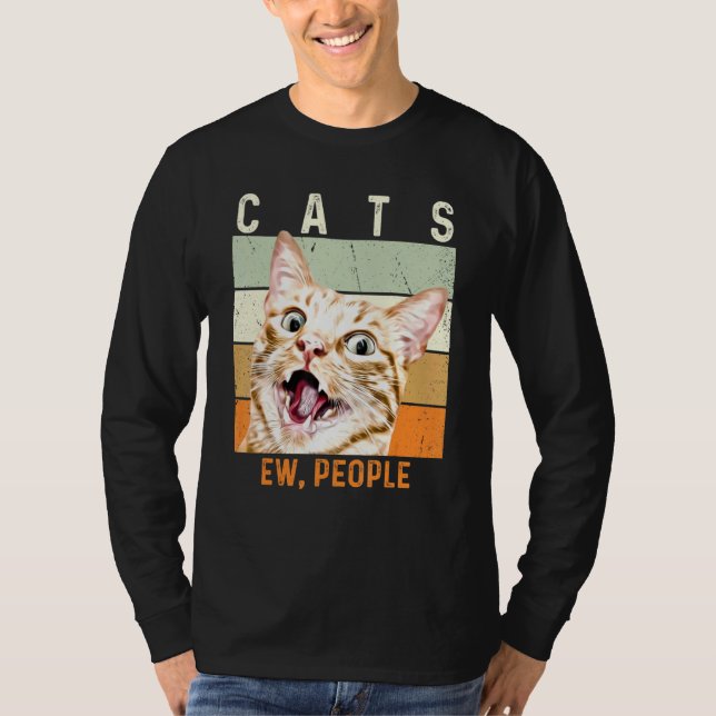 Ew People Vintage Cat T Shirt (Framsida)