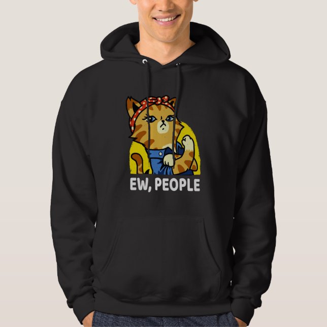 ew people  womens meowy cat  Purrrsist Cat Kitty Hoodie (Framsida)