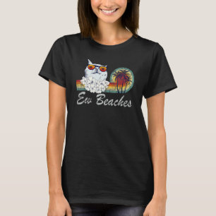 Ew stränder Cool Distressed Katt Retro Sommar Vin T Shirt