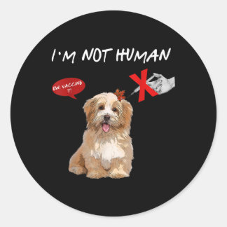 Ew Vaccine I är inte human Funny Shih Tzu Hund Gif Runt Klistermärke