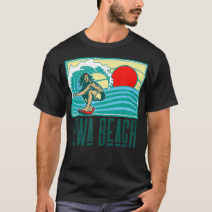 Ewa Beach Hawaii Vintage Surfer Wave Retro Graphic T Shirt