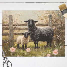 Ewe and Lamb Vår Sheep Art Decoupage