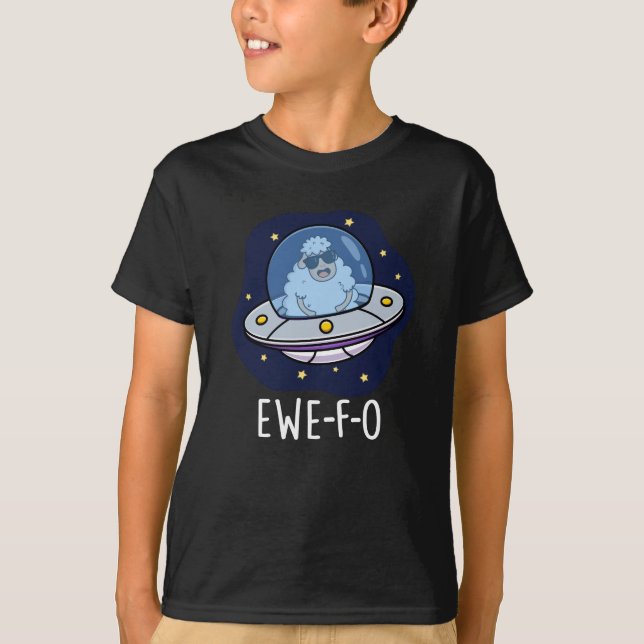 Ewe-F-O Funny UFO Pun Mörk BG T Shirt (Framsida)