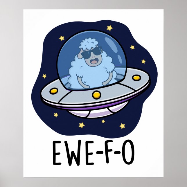 Ewe-F-O Funny UFO Pun Poster (Framsidan)