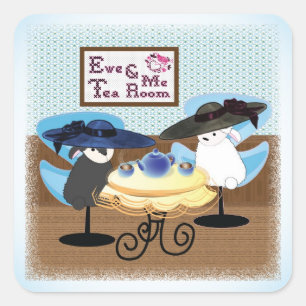 Ewe & Me Tea Room Sticker Fyrkantigt Klistermärke