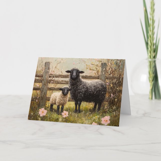 Ewe och Lamb Vår Sheep Art Kort (Framsida)