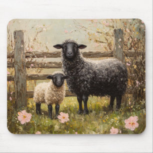 Ewe och Lamb Vår Sheep Art Musmatta