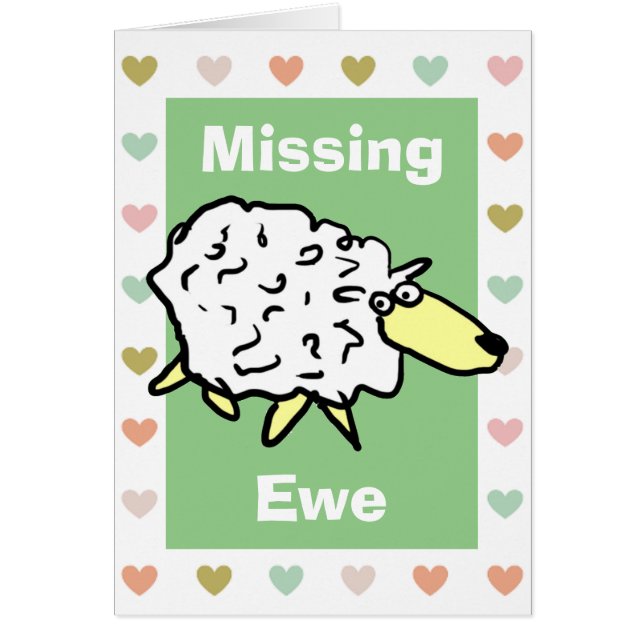 Ewe Pun saknas Hälsningskort (Framsidan)