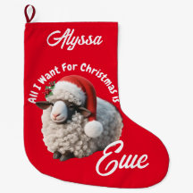 Ewe Wearing Santa Hat Red jul