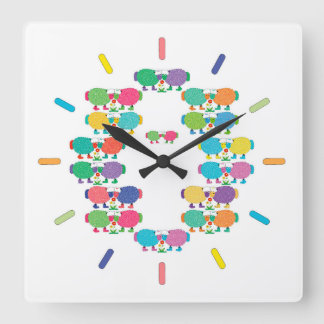 Ewes in Hues Acrylic Wall Clock Fyrkantig Klocka