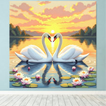 Ewige Liebe –Zwei verliebte Schwäne im Abendlicht