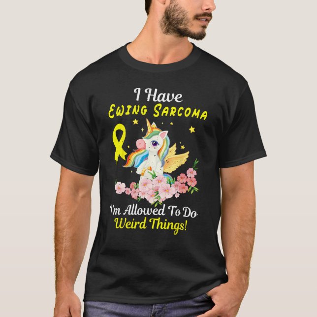 Ewing Sarcoma Awareness  Unicorn Yellow Ribbon Sup T Shirt (Framsida)